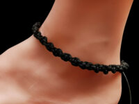 Chevillère "Ébène Noire" – Tressage Macramé Minimaliste