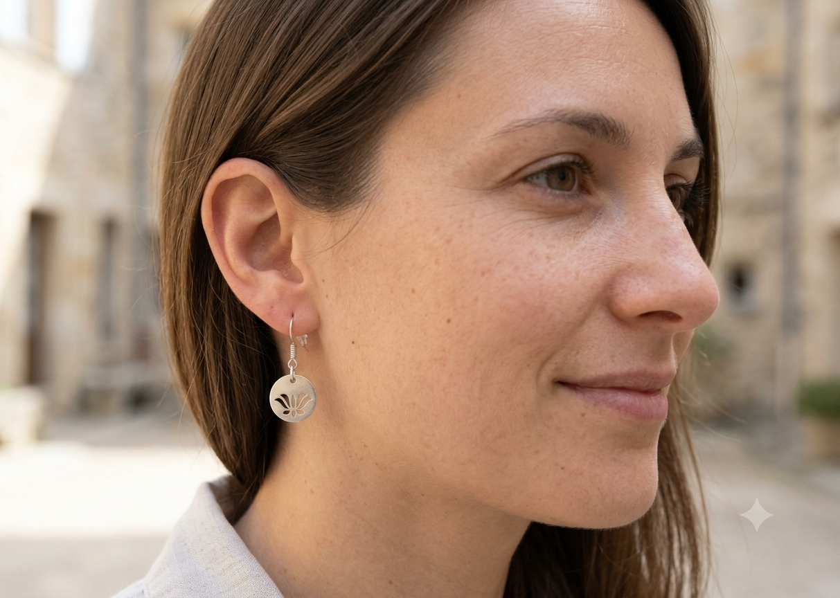 Boucles d’oreilles "Lotus Argenté" – Image 2