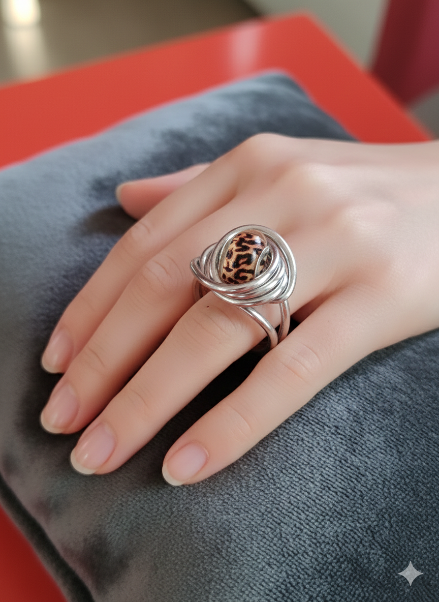 Bague "Spirale Léopard"