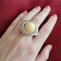 Bague "Argentée Éclat Perlé"